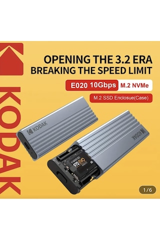 Kodak E020 M2 Nvme Muhafaza Kutusu Ce Lisanslı 2280/2260/2242/2230/ 10gbps Usb 3.2 Yüksek Hızlı Son Nesil Teknoloji Metal Sağlam