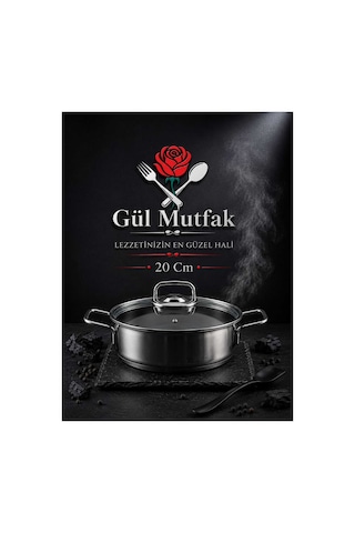 Gül Mutfak 3 Lü 6 Parça Paslanmaz Çelik Sahan Seti Cam Kapaklı 16-18-20 Cm Inox