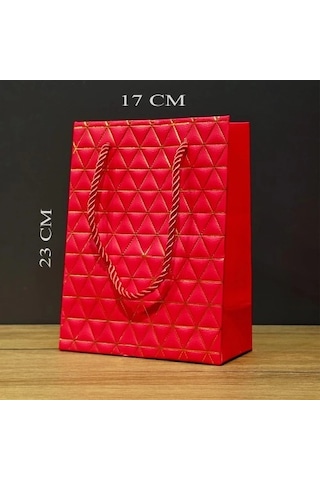 Freedom Store Küçük Boy Kırmızı Gold Renkli Karton Çanta