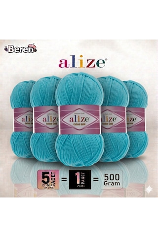 Cotton Gold - 287 Turkuaz - 5'li Paket - 100gr/330m - Pamuklu Hırka Yelek Amigurumi İpi Cotton Gold - 287 Turkuaz - 5'li Paket - 100gr/330m - Pamuklu Hırka Yelek Amigurumi İpi