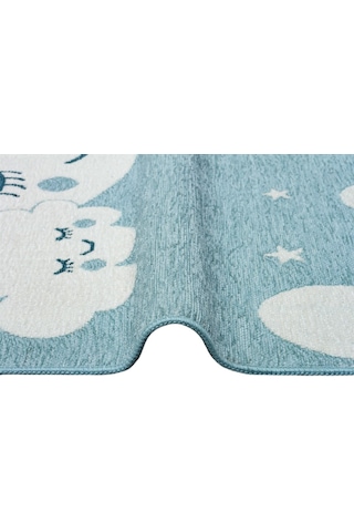 Eko Halı Noa Baby Nb 02 Blue Yıkanabilir Çift Taraflı Yumuşak Dokulu İnce Çocuk-bebek Odası Halısı Mavi