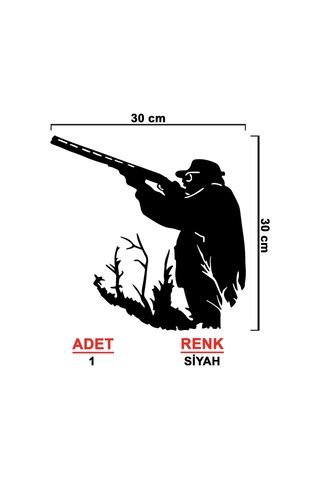Avcı Sticker - Av Sticker - Hunter Sticker - 30cmx30cm - Siyah