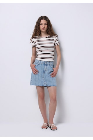 Colins Regular Fit Çizgili Fermuarlı Kadın Mavi Etek Cl1074983 Q1.v1 Dn44348 Denim