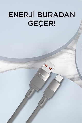 Torima U18 Gri Usb İle Type-C Şarj Ve Data Kablosu