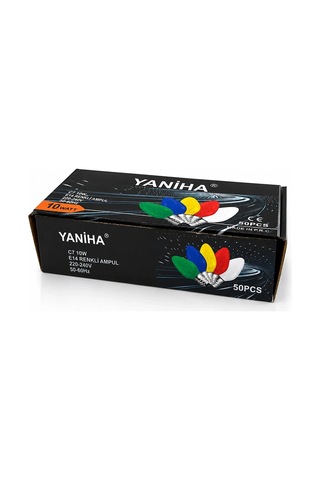50 Adet Mix Renkli Gece Lambası Ampul E14 - 10w C7 5468