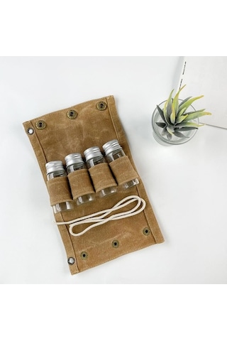 Pazly Kamp Baharat Kutusu Seti - Cam Kavanoz Ve Şişeler Haki Renk Haki