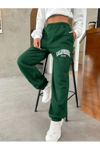 Kadın California Baskılı Paça Lastikli Oversize Eşofman 001