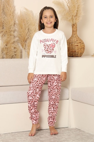 Miniğimin Cicileri Always Leopar Baskılı Kız Çocuk Pijama Tak... KREM