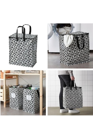 Ikea Knalla Giysi Malzeme Yemek Taşıma Çantası Desenli Siyah 47 L N11.8216