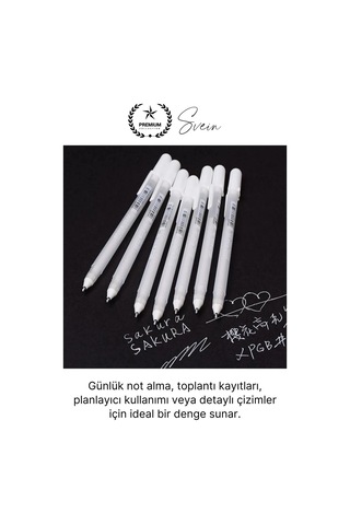 Özel Beyaz Renk Jel Mürekkepli Tükenmez Kalem Çizim Not İş Yazı Kalemi Arkadaşa Öğretmen Hediye 1 Mm Çok Renkli