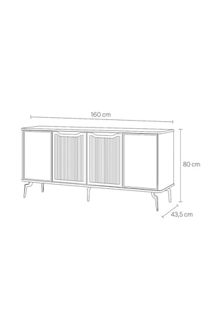 Viva Camlı Konsol Beyaz Aynalı 4 Kapaklı Raflı 160x80x43,5 Cm