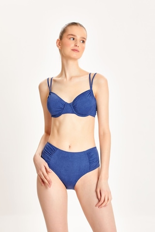 Too Salty Swimwear Kadın Mavi Kot Görünümlü Büzgülü Balenli Toparlayıcı Yüksek Bel Bikini Takımı 24s102st Mavi Kot