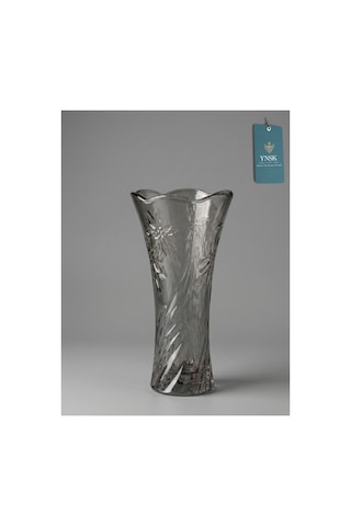 Chacha Home Luxury Irıs Cam Vazo, Masa Dekorasyonu Çiçeklik, Aranjman 22 Cm Füme