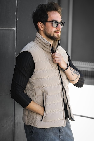 Lordy Örgü Detaylı Cepli Dik Yaka Nova Parlak Kumaş Erkek Şişme Yelek Camel