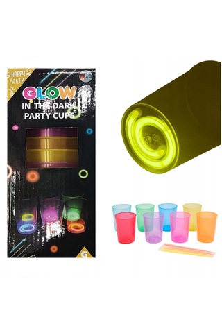 Karanlıkta Yanan Gece Işığı Mega Glow Bardaklar 8 Adet 8.5 X 10.5 Cm 5615 "