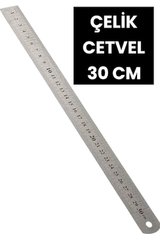 30 Cm Çelik Cetvel Metre Paslanmaz 30 Cm Çok Renkli