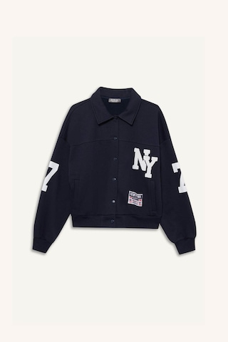 Defacto Coool Polo Yaka Baskılı Çıtçıtlı Bomber Ceket F9241ax25wnnv241 Lacivert