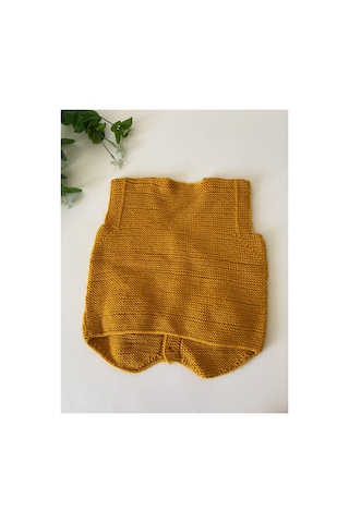 Adenya Sepeti El Örgüsü Aslan Figürlü Bebek Yeleği Handmade Hardal Detaylı