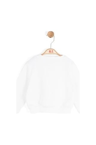 Kız Çocuk Kelebek Tokalı Sweat Nk-39617 Ekru