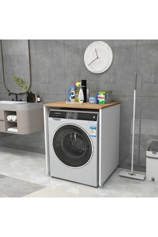 Reyo Home Enda Çamaşır Ve Kurutma Makinesi Dolabı Kapaksız Çam-be Atlantik Çam Beyaz