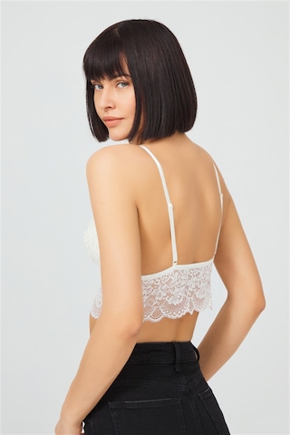 Cottonhill Krem Dantelli İnce Askılı Kaplı Üçgen Kadın Bralet Büstiyer Krem