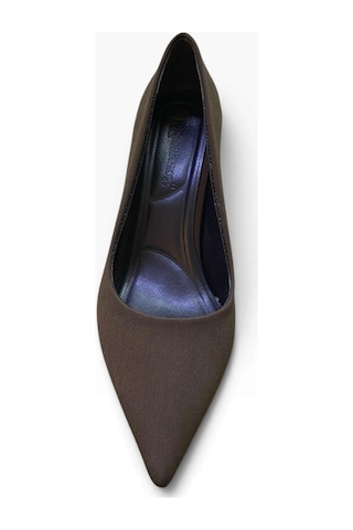 Ayem Kadın İnce Metal Detaylı Topuklu Stiletto Kahverengi Saten - 940730570 Kahverengi Saten