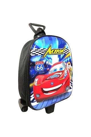 Çekçekli Action Cars Anaokulu Çantası - Cars Çanta - Erkek Çanta