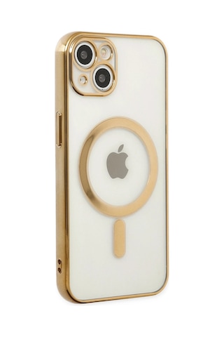Cosmotex Newface Apple, Uyumlu iPhone 14 Plus Kılıf Magneticsafe Lazer Silikon - Gold