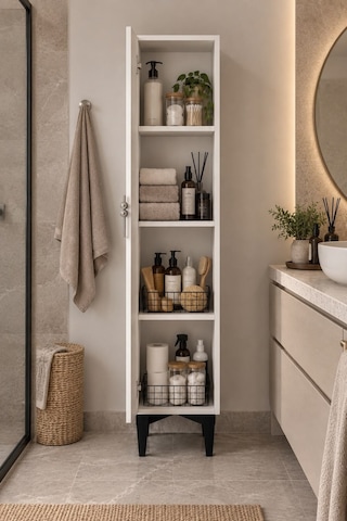 Dhdxçad1b Mina 1 Kapaklı Mutfak Dolabı Banyo Dolabı Çok Amaçlı Dolap Beyaz