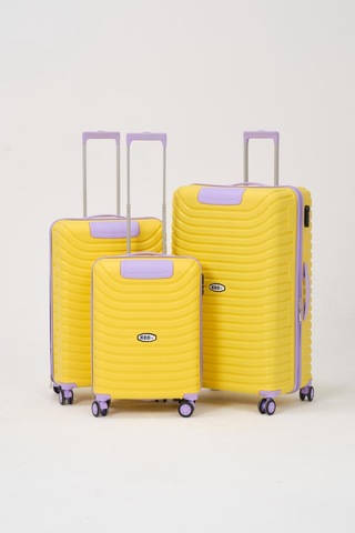 Keo-plus Sarı-lila 3 Lü Set Silikon Kırılmaz Pp Valiz Çok Renkli
