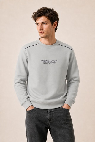 Redline Respect Bisiklet Yaka Regular Fit Kışlık Sweatshirt Gri