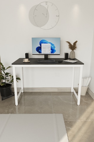 Siyah/beyaz 120x60 Çalışma Masası, Bilgisayar Masası, Ofis Masası, Metal Ayaklı Siyah - Beyaz