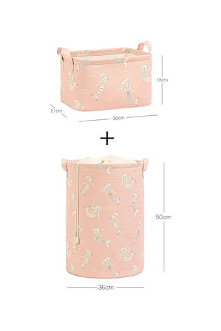 Ocean Home Textile 2'li Çocuk Odası Deniz Kızı Sepet Set 1 Adet 30 X 21 X 18 / 36 X 50 Cm Pudra