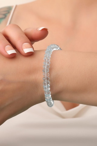 Topaz Taşı Bileklik 925 Ayar Gümüş Mavi