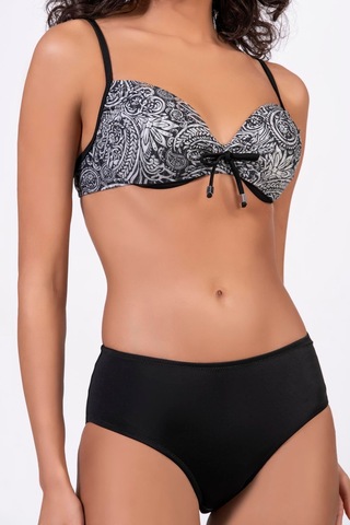 Endeep Kadın Balenli Destekli Bağcık Detaylı Yüksek Bel Bikini Takımı Siyah