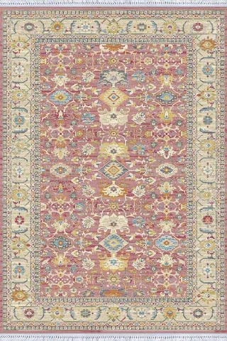 Pembe Çerçeveli Dokuma Pamuk Taban Kaymaz Kilim Klm216n11