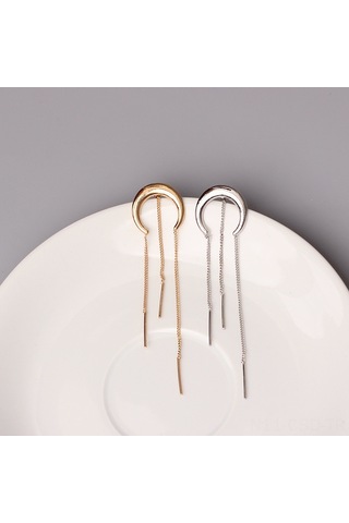 Samdoo Elegant Kadınlar İçin Aydıncı Yaylı Uzun Tüy Makyajlı Gümüş Altın Alloy Küpe - Moda Aksesuarı Diğer