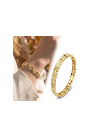 Premium Şık Ve Parlak Lovelle 24k Gold Kaplama 8 Mm Kadın Bijuteri Bileklik 3183kbv5d11 18cm Altın