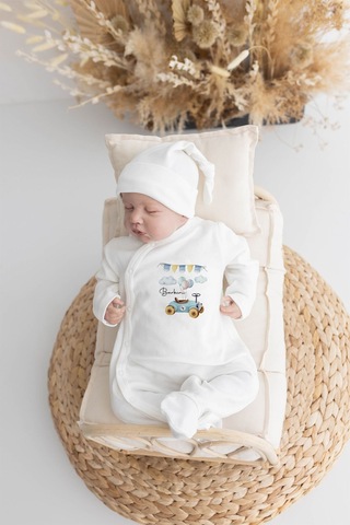 Lilabio %100 Organik Isme Özel Isimli 10lu Hastane Çıkışı Araba Ekru