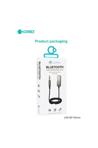 74001 Bluetooth 5.0 Aux Araç Kiti Mikrofonlu Hands-free Ses Alıcısı Adaptör Receiver Teyp Ses Ve Arama Aktarıcı 3.5mm Jack Yaylı Kablo