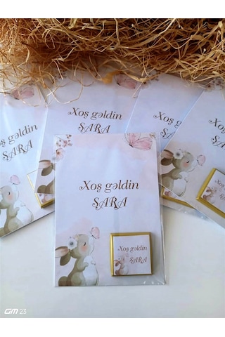 Azərbaycan Xoş Gəldin Bebek Çikolatası Davetiye Kartlı Hediye 20 Adet