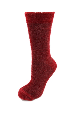 Tüylü Bordo Kalın Kışlık Çorap Bordo