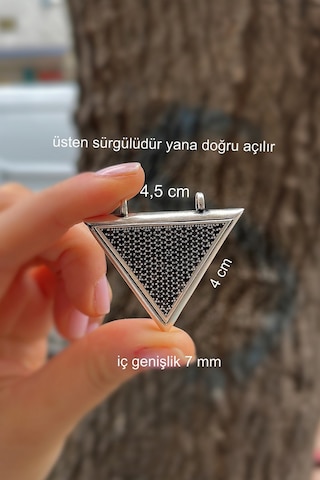 Erer Gümüş Gümüş 4 Cm X 4,5 Cm Siyah Taşlı Muskalık Dua Kabı Gümüş