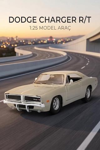 Maisto Lisanslı Metal Dodge Charger R/t 1969 1:25 Kapısı Ve Kaputu Açılabilir Oyuncak Model Araba Gri