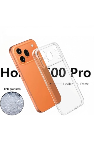 Honor 600 Pro Kılıf Darbe Emici Korumalı Pürüzsüz Esnek Şeffaf Silikon 0,2mm Şeffaf