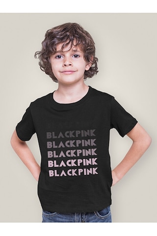 Sevbano Blackpink Kpop Baskılı Unisex Çocuk Tişört 1-12 Yaş Siyah