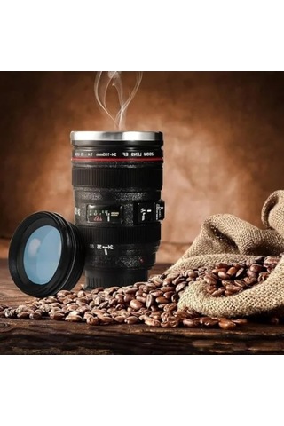 350 Ml Kapasiteli Objektif Görünümlü Kahve Ve Çay Termos Kupa Acı Kahve