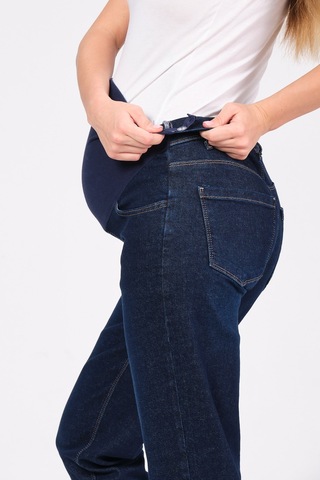 Busa Hamile Esnek Karın Bantlı Mom Fit Kot Pantolon Lacivert-lacivert