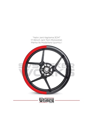 Motosiklet Jant Şeridi Jant Sticker Yarım Kaplama Daire 17-18 İnch Jant Motor Uyumlu Kırmızı