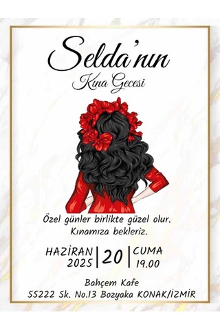 Kına Davetiye - Kına Davetiyesi - Davetiye 100 Adet M1 Kına Davetiye - Kına Davetiyesi - Davetiye 100 Adet M1